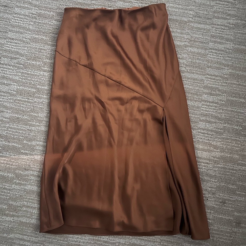 Silk copper midi skirt